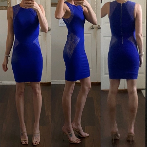 Torn by Ronny Kobo Dresses & Skirts - Torn by Ronny Kobo royal blue nude lace sleeveless mini bodycon cocktail dress